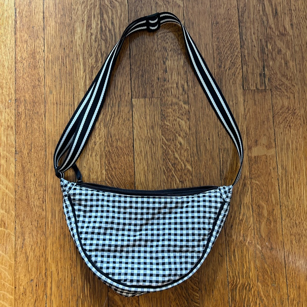 Uniqlo Black and White Gingham Shoulder Bag
